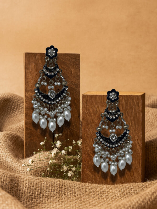 Inayat Two-Layered Chandbali's(Black) - Image 2