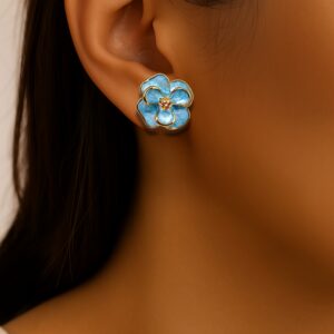 Azure Bloom –  Floral Stud(Blue)