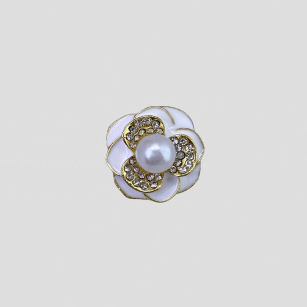 Pearl Radiance – Floral Crystal Stud - Image 3
