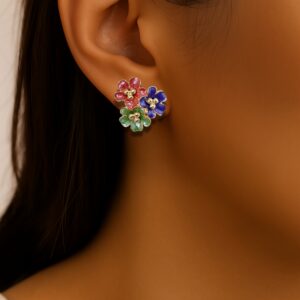 Garden Trio – Multicolor Floral Stud