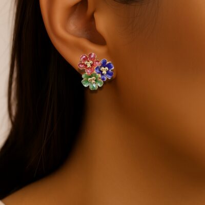 Garden Trio – Multicolor Floral Stud