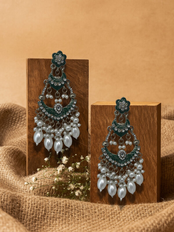 Inayat Two-Layered Chandbali's(Green) - Image 3