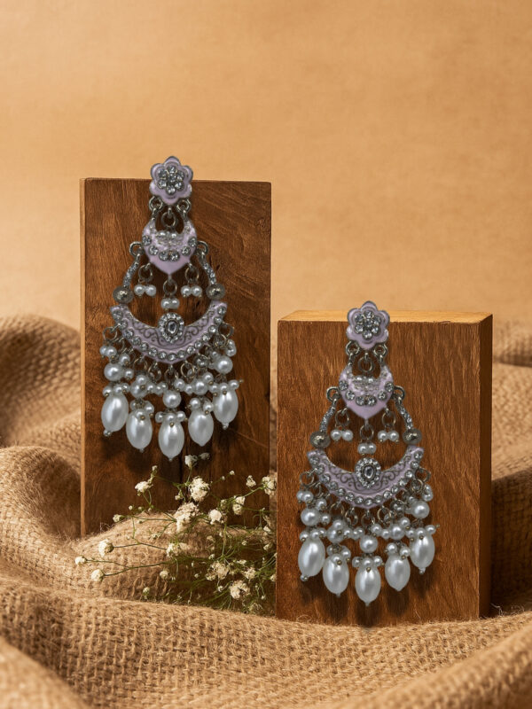 Inayat Two-Layered Chandbali's (Lavender) - Image 4