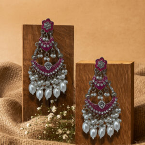 Inayat Two-Layered Chandbali's(Pink)