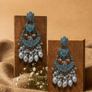 Inayat Two-Layered Chandbali's(Ocean Blue)