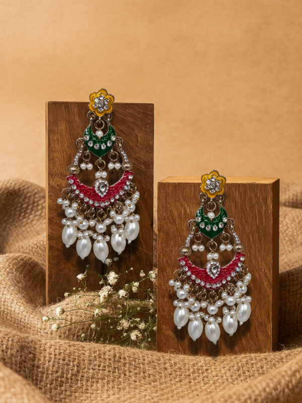 Inayat Two-Layered Chandbali's (Tricolor) - Image 3