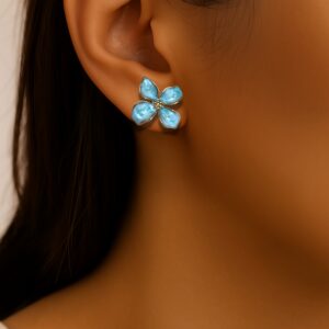 Ocean Blue Bloom – Floral Stud