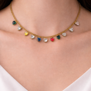 Rainbow Heart Charm Anti-Tarnish Neckchain