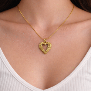 Textured Open Heart Neckchain – Anti-Tarnish Stainless Steel