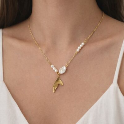 Ocean Muse Pearl & Mermaid Anti-Tarnish Neckchain