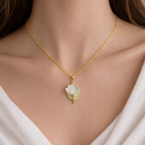 White Floral Charm Pendant Neckchain – Anti-Tarnish Stainless Steel