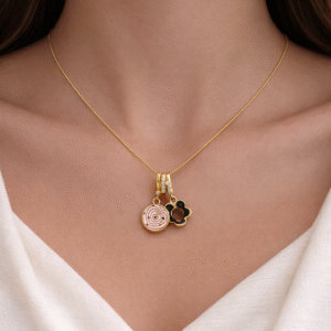 Golden Blossom & Spiral Charm Neckchain – Anti-Tarnish Stainless Steel