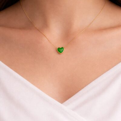 Green Heart Pendant Neckchain – Anti-Tarnish Stainless Steel