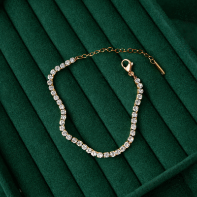 Classic Single-Line Crystal Bracelet – Gold Finish