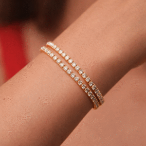 Elegant Dual-Line Crystal Bracelet – Gold Finish